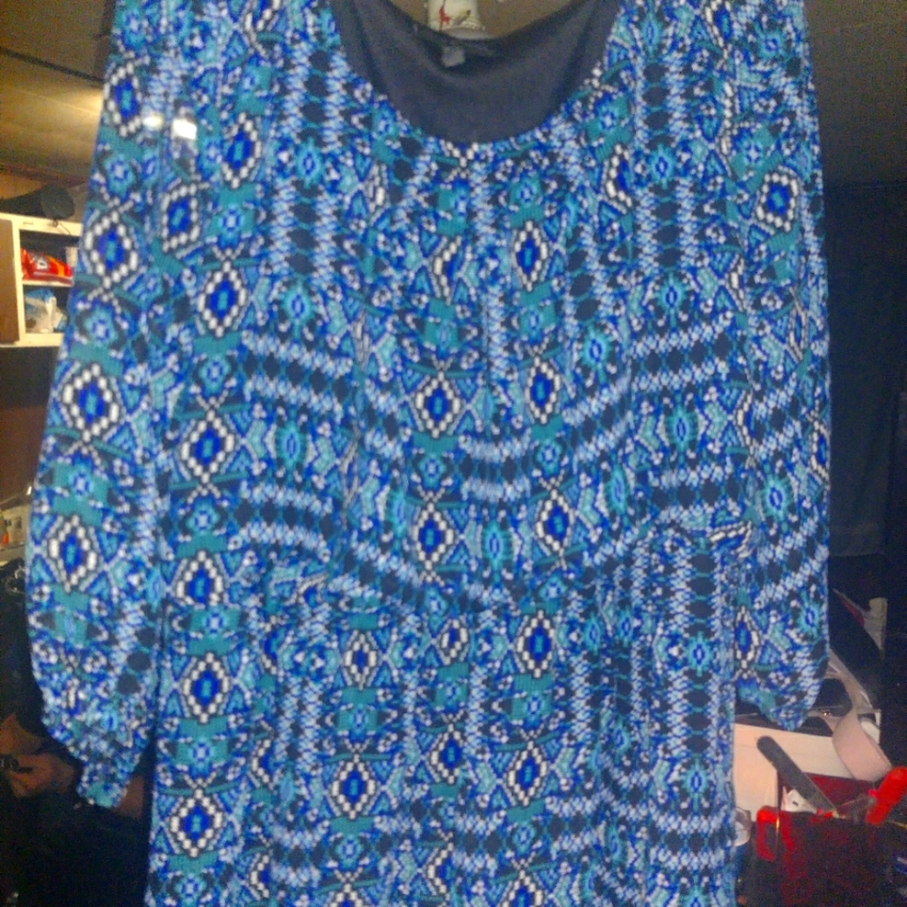 Printed dress blue green prints 2x
